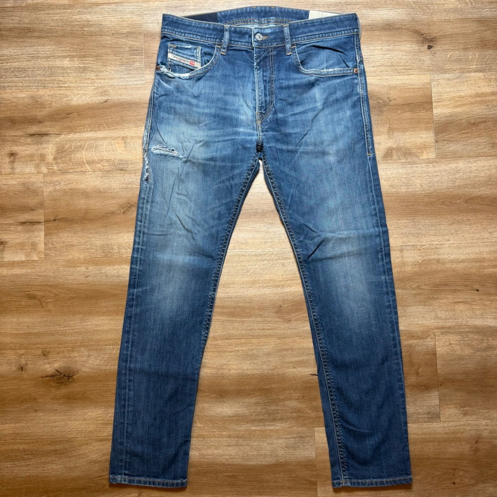 Diesel Thommer Jeans Mens 31x30 Blue Slim Skinny Stretch Distressed Denim 082AY